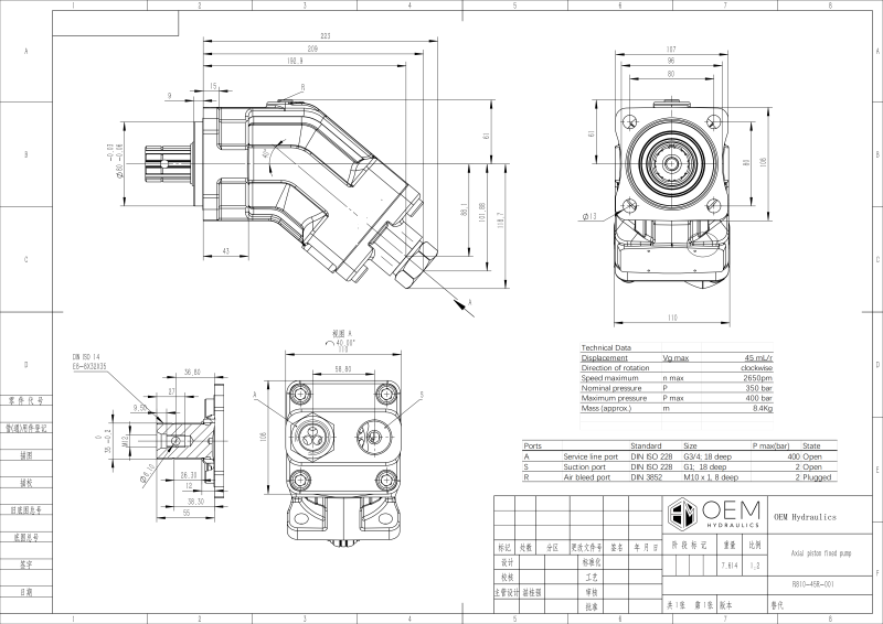 Kolbenpumpe R810-45R-001, eine alternative Pumpe von Rexroth A17FO045/10NRWK0E81-0